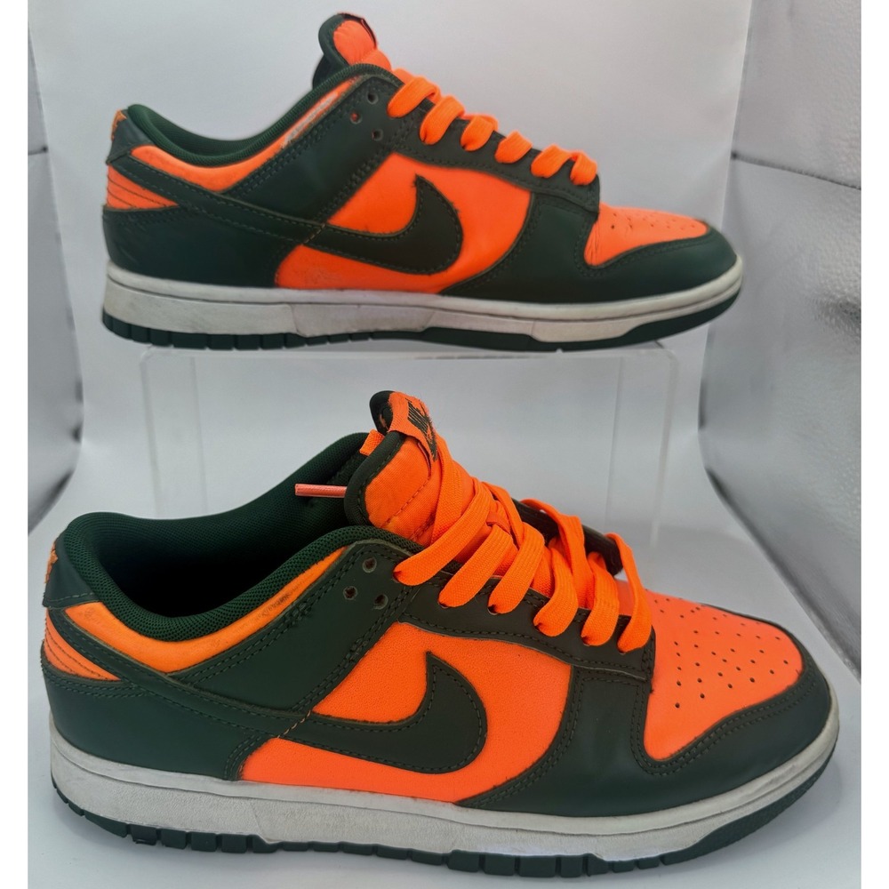 Nike Dunk Low Retro Miami Hurricanes Gorge Green/White/Orange Sz 8 DD1391-300 - Picture 8 of 10